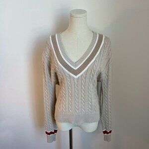 The Upside V Neck Cable Knit Jumper